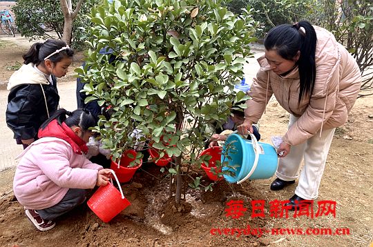 沭城街道新桥社区开展“植树增绿 共建绿色
