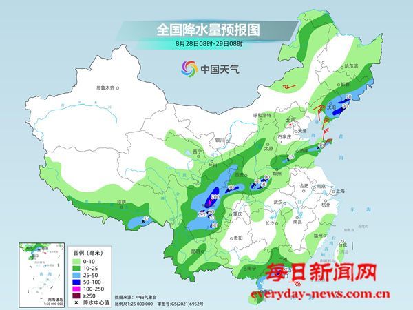 今天东北华南等地将现较强降雨 大范围高温